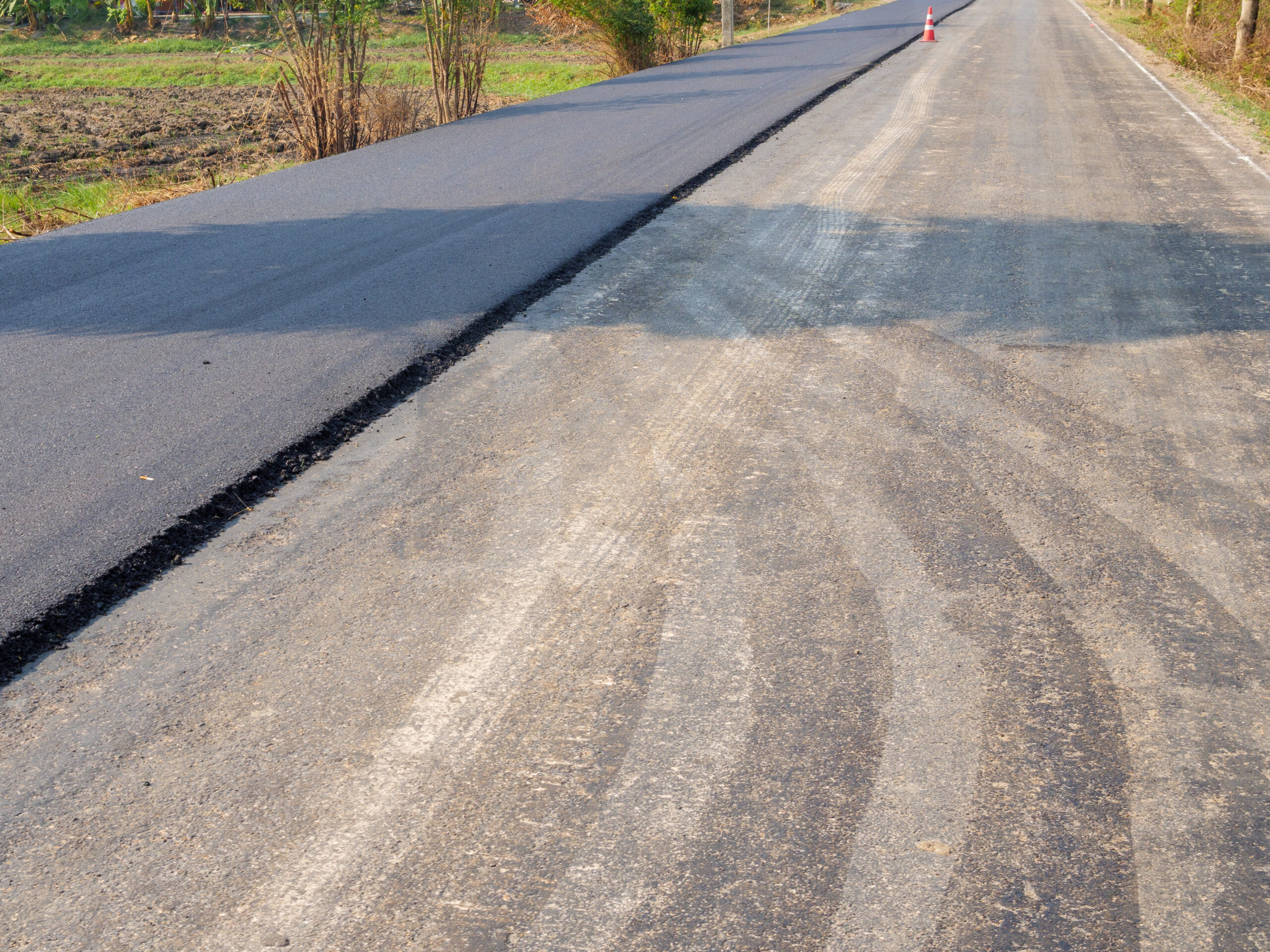 Road,Local,Dual,Lanes,With,One,Half,Resurfaced,With,New