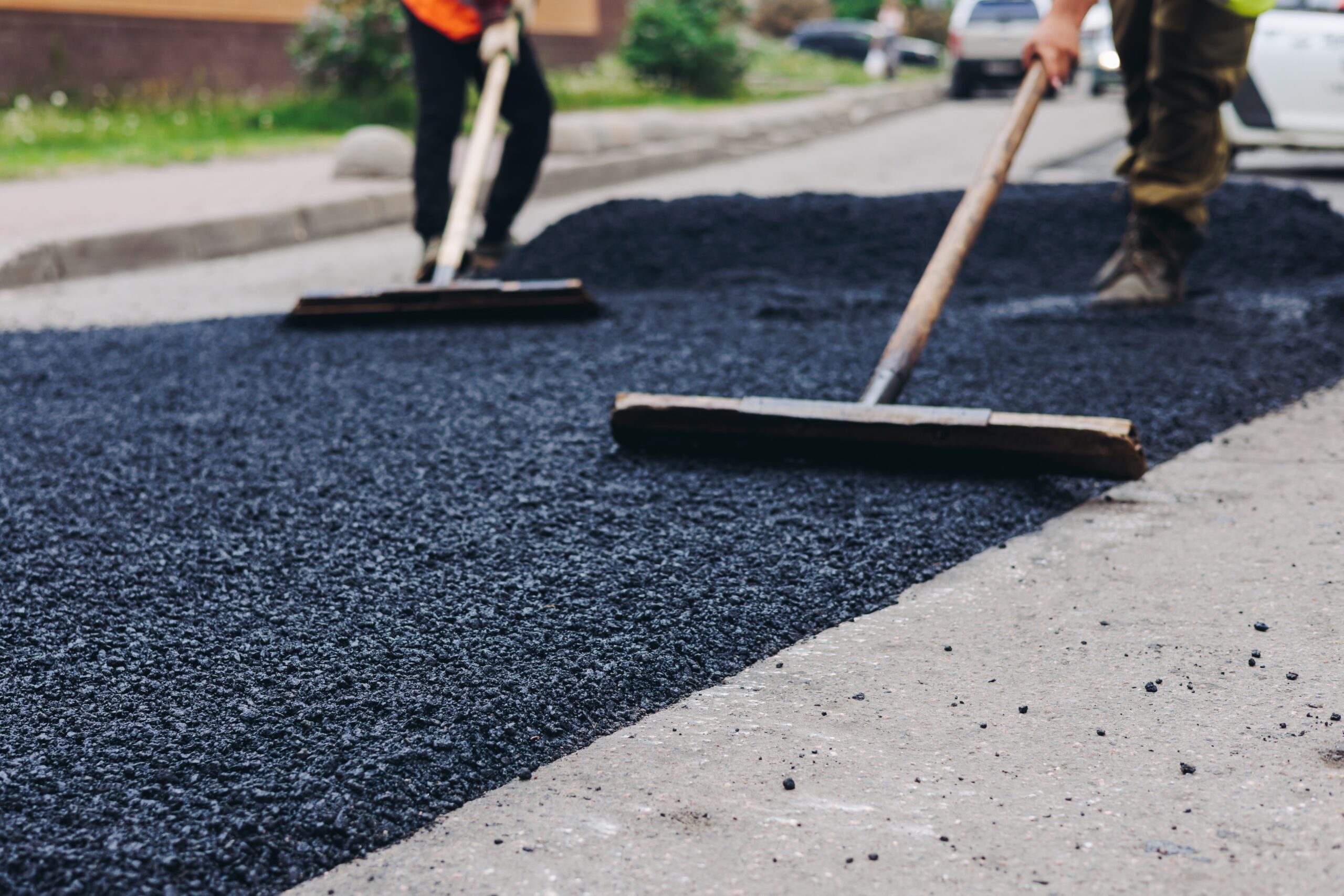 Roadworks,,Process,Of,Asphalting,,Blacktopping,And,Paving,New,Road,Layer,